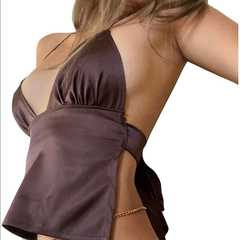 Brown Tie-Back Top